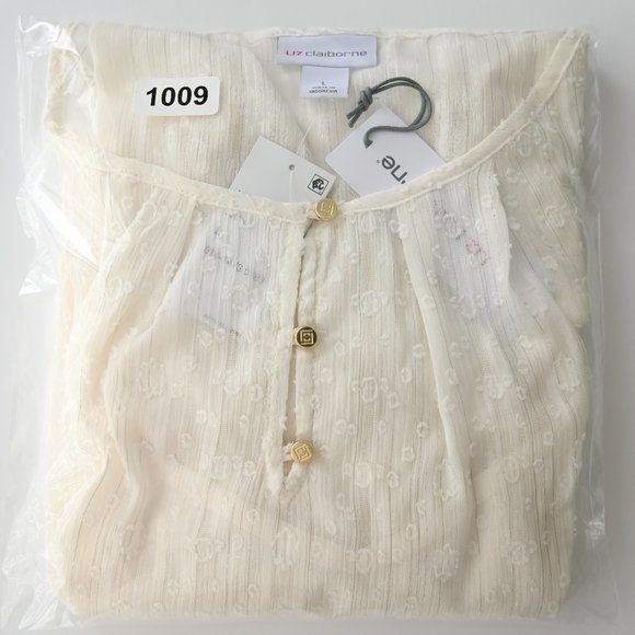 LIZ CLAIBORNE Ivory Pullover Long Sleeve Blouse with Camisole - Size L - NWT - Picture 13 of 13